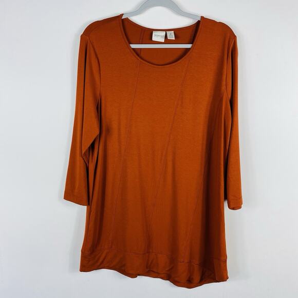 Chico's Tops - Chico's Zenergy Size Large 12 2 Seam Detail 3/4 Sleeve Tunic Top Orange